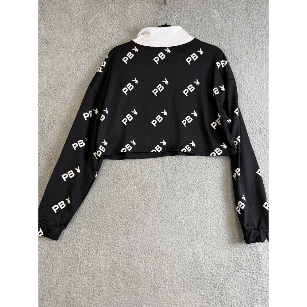 Playboy‎ Missguided Pullover Womens 6 Crop Top Quarter Zip Long Sleeve Sweater - Picture 7 of 13